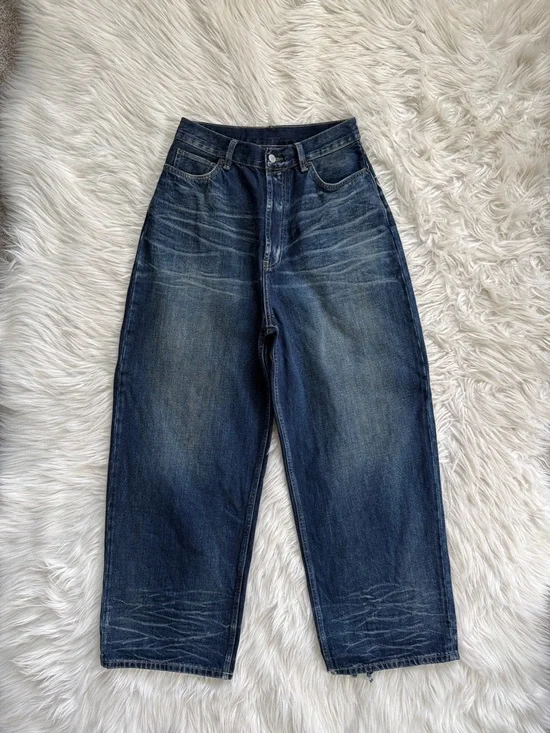 Acne Studios 2023M FN Dark Blue Washed Baggy-Fit and Wide-leg Jeans Size 44 - Picture 6 of 16
